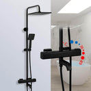 Black Shower Faucets Thermostatic Shower Column Set For Bathroom Mixer Waterfall Faucet Shower Thermostat Tap Rainfall Shower