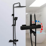 Black Shower Faucets Thermostatic Shower Column Set For Bathroom Mixer Waterfall Faucet Shower Thermostat Tap Rainfall Shower