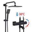 Black Shower Faucets Thermostatic Shower Column Set For Bathroom Mixer Waterfall Faucet Shower Thermostat Tap Rainfall Shower