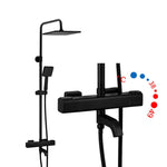Black Shower Faucets Thermostatic Shower Column Set For Bathroom Mixer Waterfall Faucet Shower Thermostat Tap Rainfall Shower