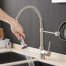 Kitchen Faucets Brush Brass Faucets for Kitchen Sink Single Lever Pull Out Spring Spout Mixers Tap Hot Cold Water Taps