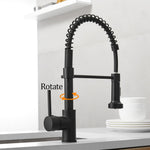 Kitchen Faucets Brush Brass Faucets for Kitchen Sink Single Lever Pull Out Spring Spout Mixers Tap Hot Cold Water Taps