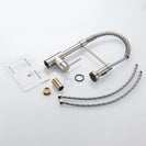 Kitchen Faucets Brush Brass Faucets for Kitchen Sink Single Lever Pull Out Spring Spout Mixers Tap Hot Cold Water Taps