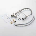 Kitchen Faucets Brush Brass Faucets for Kitchen Sink Single Lever Pull Out Spring Spout Mixers Tap Hot Cold Water Taps