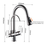 Pull Out Kitchen Faucets With Water Filter Tap Three Ways Brass Sink Mixer Kitchen Faucet Dual Handles