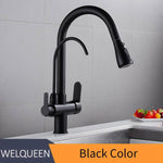 Pull Out Kitchen Faucets With Water Filter Tap Three Ways Brass Sink Mixer Kitchen Faucet Dual Handles