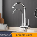 Pull Out Kitchen Faucets With Water Filter Tap Three Ways Brass Sink Mixer Kitchen Faucet Dual Handles