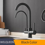 Pull Out Kitchen Faucets With Water Filter Tap Three Ways Brass Sink Mixer Kitchen Faucet Dual Handles