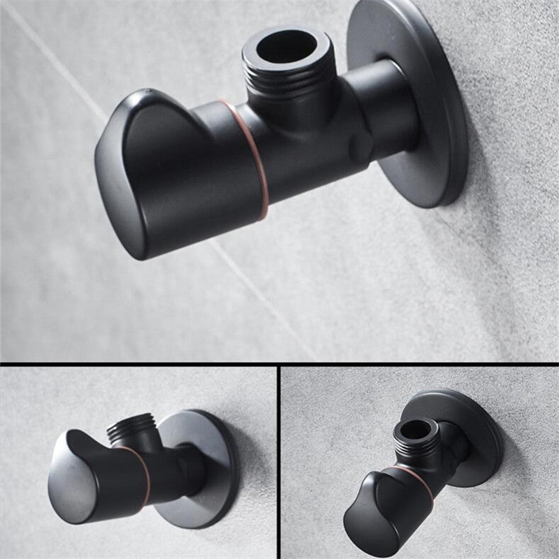 Bathroom Angle Filling Valve | Faucets Black Stainless Steel Kitchen Cold Hot Mixer Tap Accessories Standard G1/2 Threaded - WELQUEEN