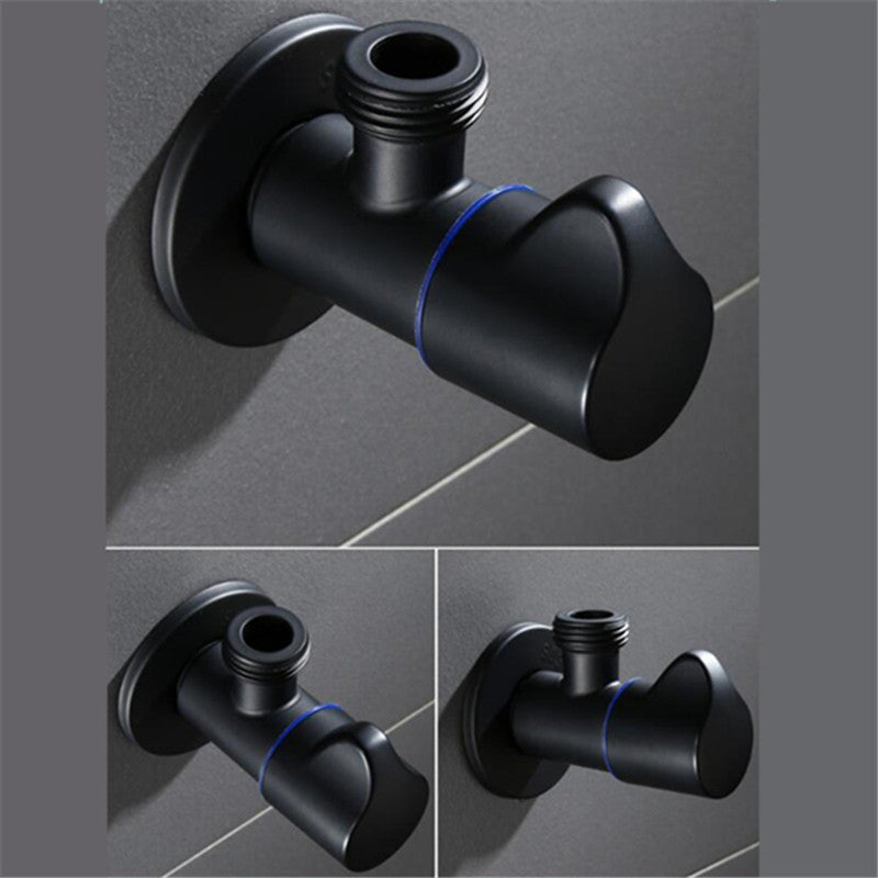 Bathroom Angle Filling Valve | Faucets Black Stainless Steel Kitchen Cold Hot Mixer Tap Accessories Standard G1/2 Threaded - WELQUEEN