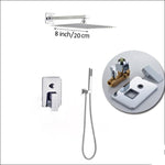 Wall Mount Rainfall Shower Faucet Set Chrome Bathroom Concealed Waterfall Shower System with Swivel tub Spout Mixer Tap
