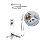Wall Mount Rainfall Shower Faucet Set Chrome Bathroom Concealed Waterfall Shower System with Swivel tub Spout Mixer Tap