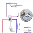 Wall Mount Rainfall Shower Faucet Set Chrome Bathroom Concealed Waterfall Shower System with Swivel tub Spout Mixer Tap