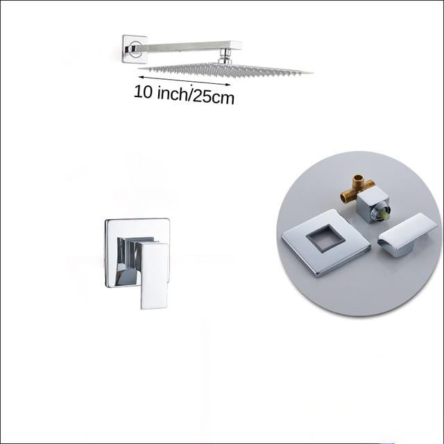 Wall Mount Rainfall Shower Faucet Set Chrome Bathroom Concealed Waterfall Shower System with Swivel tub Spout Mixer Tap - WELQUEEN HOME DECOR