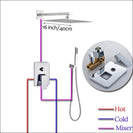 Wall Mount Rainfall Shower Faucet Set Chrome Bathroom Concealed Waterfall Shower System with Swivel tub Spout Mixer Tap