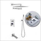 Wall Mount Rainfall Shower Faucet Set Chrome Bathroom Concealed Waterfall Shower System with Swivel tub Spout Mixer Tap