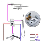Wall Mount Rainfall Shower Faucet Set Chrome Bathroom Concealed Waterfall Shower System with Swivel tub Spout Mixer Tap