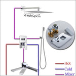 Wall Mount Rainfall Shower Faucet Set Chrome Bathroom Concealed Waterfall Shower System with Swivel tub Spout Mixer Tap