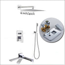 Wall Mount Rainfall Shower Faucet Set Chrome Bathroom Concealed Waterfall Shower System with Swivel tub Spout Mixer Tap