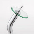 Brass Circle Waterfall Glass Bathroom Basin Mixer Tap Waterfall Faucet Sink Vessel Chrome Polished Finish