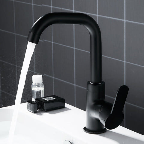 Bathroom Faucet Basin Mixer Black Sink Mixer Taps Kitchen Single Lever Faucet Sink Tap Water Kitchen Faucet Bathroom Accessories - WELQUEEN