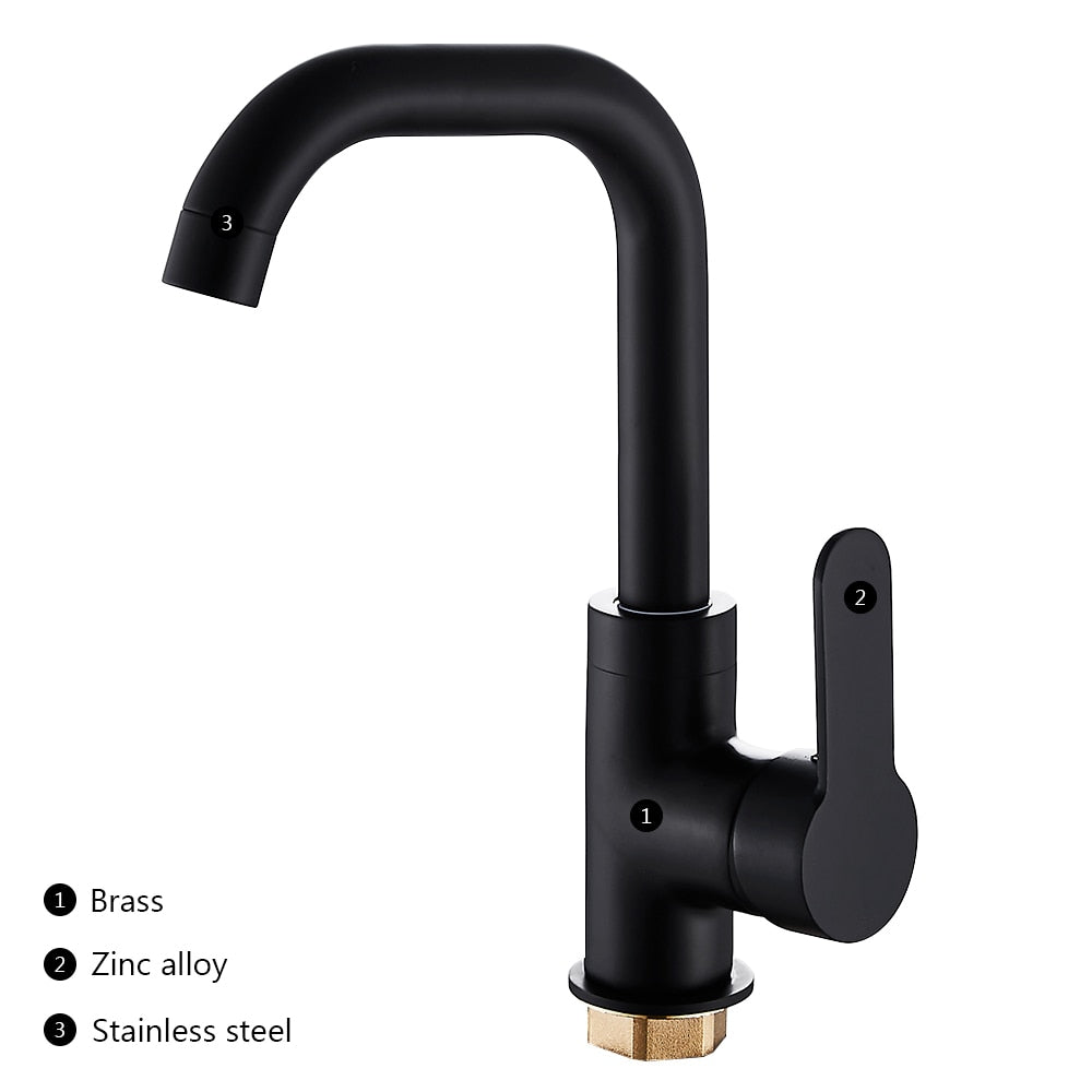 Bathroom Faucet Basin Mixer Black Sink Mixer Taps Kitchen Single Lever Faucet Sink Tap Water Kitchen Faucet Bathroom Accessories - WELQUEEN