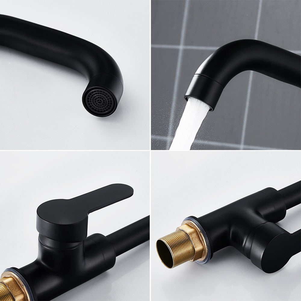 Bathroom Faucet Basin Mixer Black Sink Mixer Taps Kitchen Single Lever Faucet Sink Tap Water Kitchen Faucet Bathroom Accessories - WELQUEEN