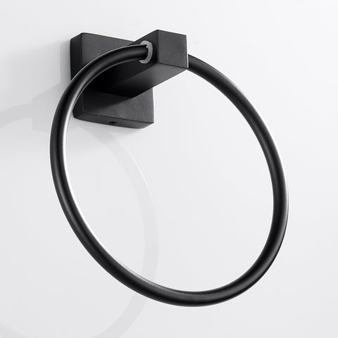 Black Towel Holder Ring | Round Wall Mounted Bathing Towel Rack Stainless Steel Kitchen Bathroom Accessories - WELQUEEN