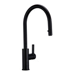 New Arrival Kitchen Faucet Swivel With Invisible Pull Out Nozzle Sprayer Gooseneck Pull Down Mixer Sink Tap in Matt Black