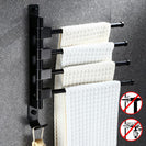 2/3/4/5 Poles Black Stainless Steel Wall Mounted Towel Bar Rack Holder Hook Swivel Bathroom Hanger