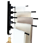 2/3/4/5 Poles Black Stainless Steel Wall Mounted Towel Bar Rack Holder Hook Swivel Bathroom Hanger