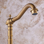 Antique Faucet Bronze Copper Double Handle Swivel Spout Bathroom Faucets Retro Style Brass Tall Basin Mixer Tap High Sink Crane