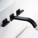Basin Faucets Brass Sink Faucet Wall Mounted Taps Black Dual Handles Basin Mixer Tap Bathroom Waterfall Faucets