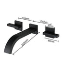 Basin Faucets Brass Sink Faucet Wall Mounted Taps Black Dual Handles Basin Mixer Tap Bathroom Waterfall Faucets