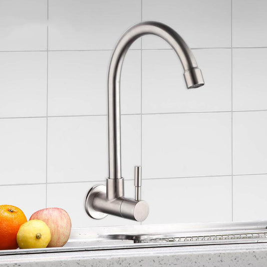 Kitchen Faucet Mixers Sink Tap Wall Mounted Single Cold Water Flexible 304 Stainless Steel Kitchen Tap Accessories - WELQUEEN