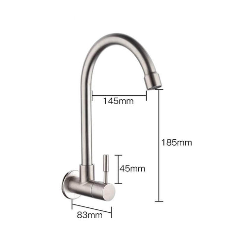 Kitchen Faucet Mixers Sink Tap Wall Mounted Single Cold Water Flexible 304 Stainless Steel Kitchen Tap Accessories - WELQUEEN