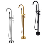 Brushed Gold Floor Stand Bathtub Faucet Black | Bathroom Freestanding Bathtub Faucet