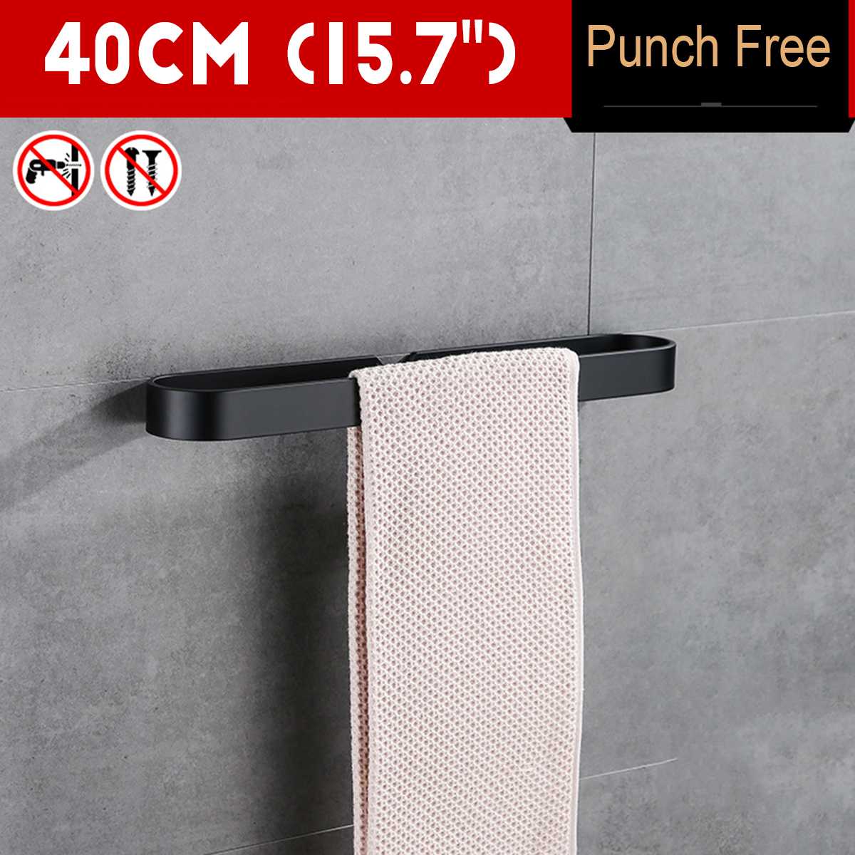 30/50/20CM Black/White Towel Rack Single Rod Bathroom Pendant Towel Bar Towel Hanger Bathroom Storage Accessories - WELQUEEN