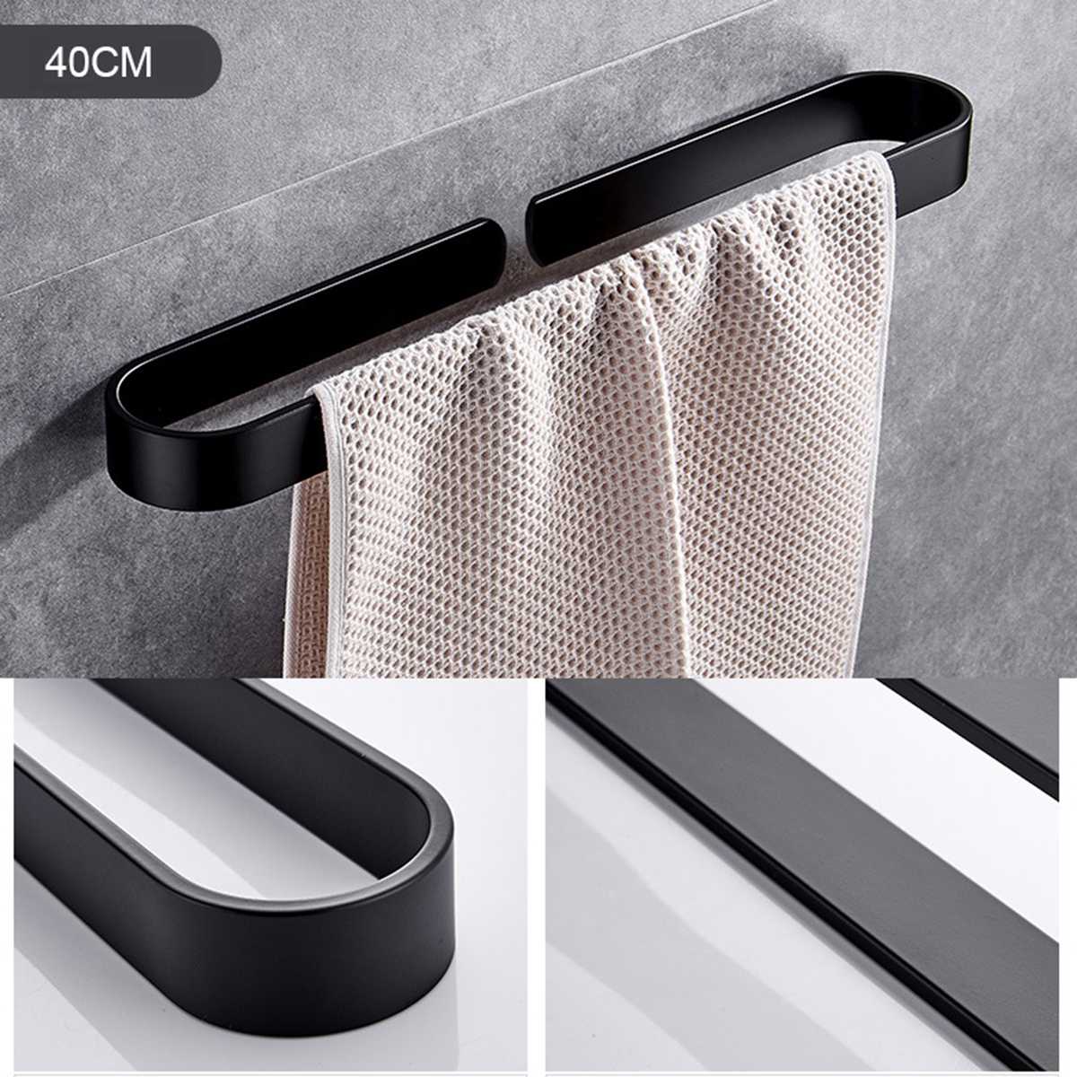 30/50/20CM Black/White Towel Rack Single Rod Bathroom Pendant Towel Bar Towel Hanger Bathroom Storage Accessories - WELQUEEN