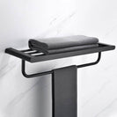 Matte Black Stainless Steel Modern Towel Bathrobe Clothes Holder Rack Double Layer Kitchen Bathroom WC Accessories