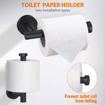 5-Pieces Matte Black Bathroom Hardware Set | Stainless Steel Round Wall Mounted Bathroom Accessories