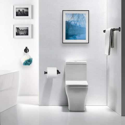 5-Pieces Matte Black Bathroom Hardware Set | Stainless Steel Round Wall Mounted Bathroom Accessories - WELQUEEN