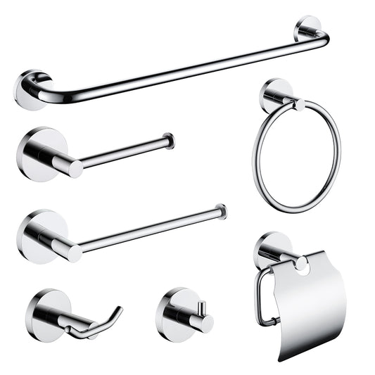 New SUS304 Stainless Steel Bathroom Hardware Set | Chrome Polished Paper Holder Robe Hook Towel Bar Ring Bathroom Accessories - WELQUEEN