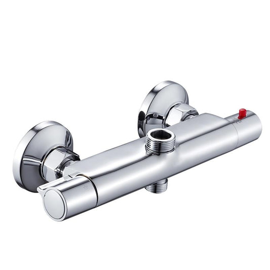 Bath Shower Faucet Thermostatic Faucets Wall Mounted Mixer Valve Tap Temperature Control Rain Shower Bathroom Twin Outlet - WELQUEEN