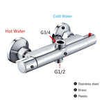 Bath Shower Faucet Thermostatic Faucets Wall Mounted Mixer Valve Tap Temperature Control Rain Shower Bathroom Twin Outlet