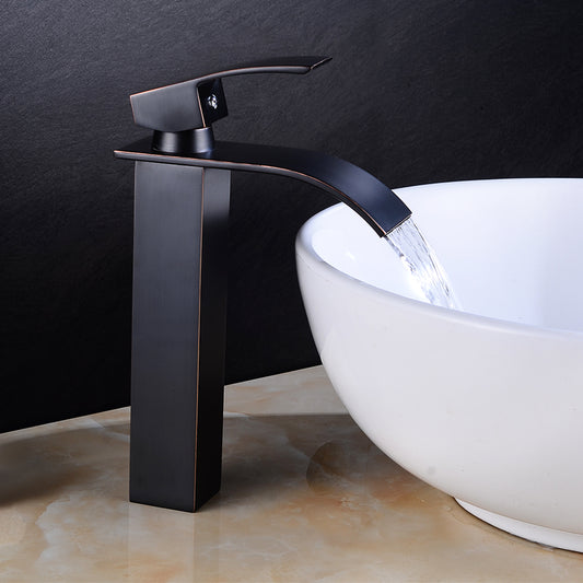 Bathroom Basin Faucet Deck Mount Waterfall Bathroom Faucet Vanity Vessel Sinks Mixer Tap Single Handle Cold And Hot Water Tap - WELQUEEN