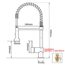 Kitchen Faucets Brush Brass Faucets for Kitchen Sink Single Lever Pull Out Spring Spout Mixers Tap Hot Cold Water Taps