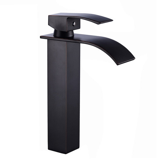 Bathroom Basin Faucet Deck Mount Waterfall Bathroom Faucet Vanity Vessel Sinks Mixer Tap Single Handle Cold And Hot Water Tap - WELQUEEN