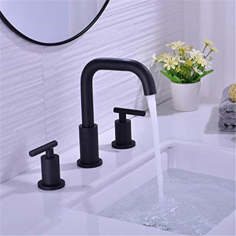 Bathroom Sink Faucet Solid Brass Double Handle Sink Mounted Hot & Cold Mix Basin Faucet European Style Basin Accessories - WELQUEEN
