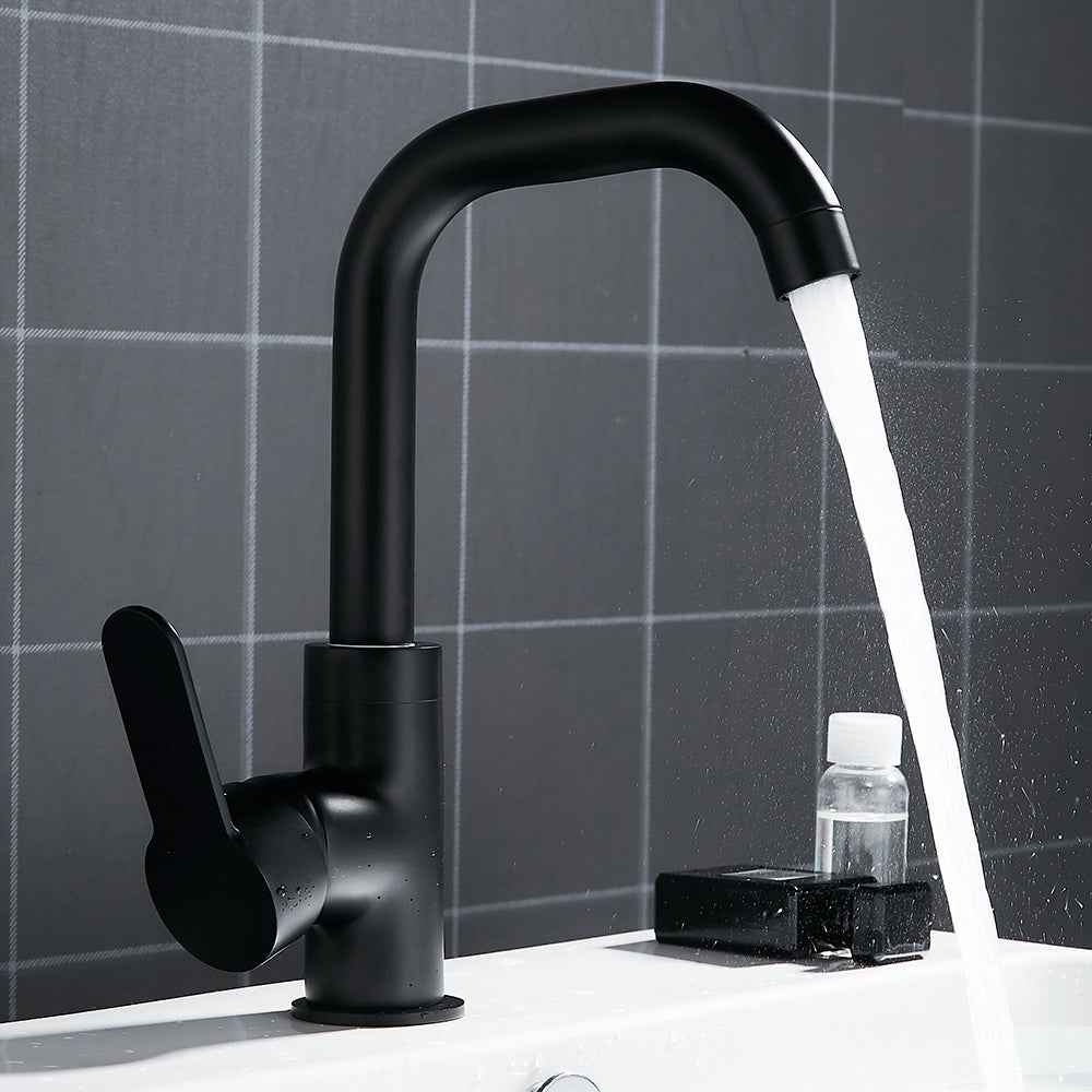 Bathroom Faucet Basin Mixer Black Sink Mixer Taps Kitchen Single Lever Faucet Sink Tap Water Kitchen Faucet Bathroom Accessories - WELQUEEN